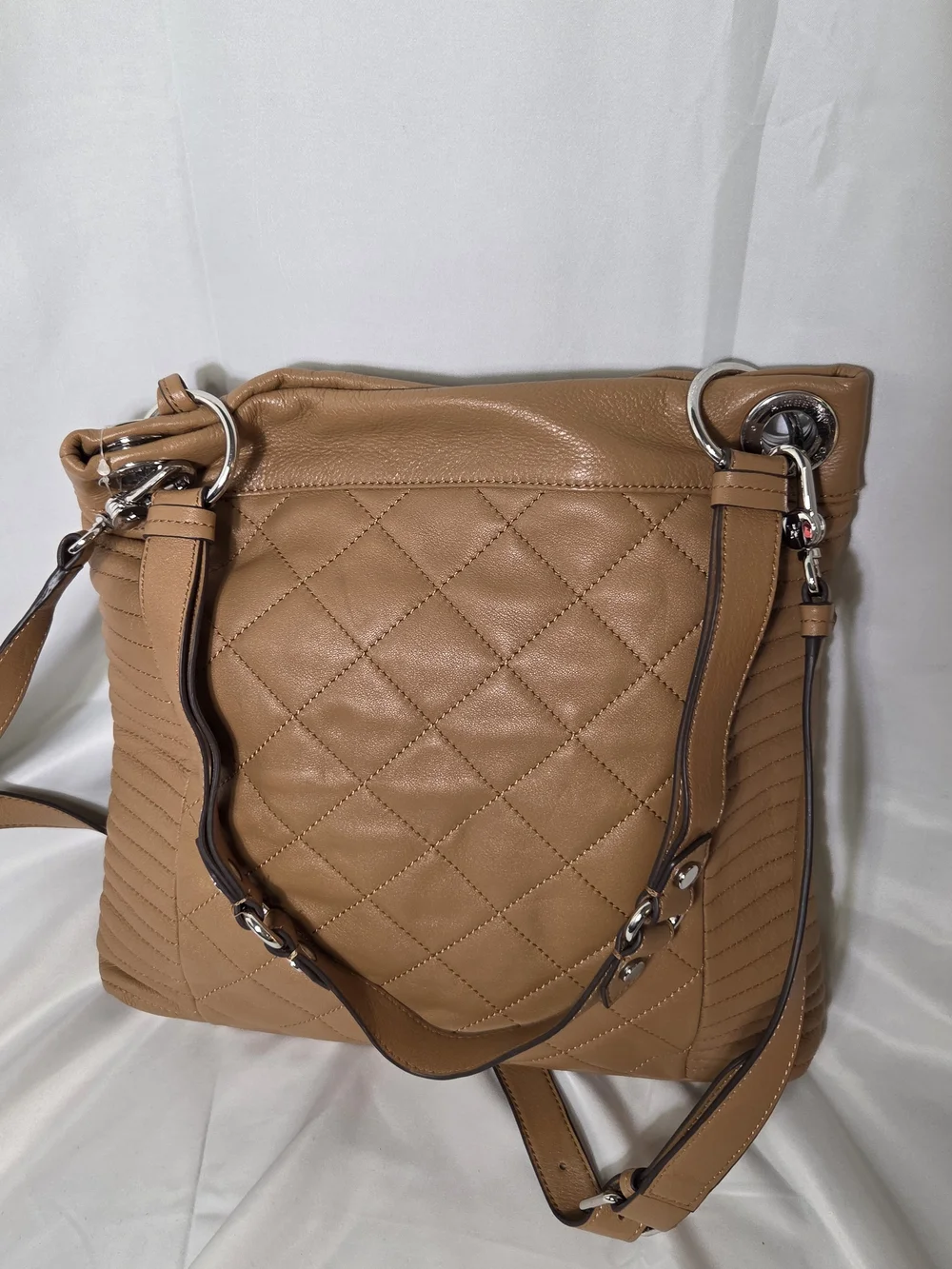 P121. Aimee Kestenberg Quilted Camel Shoulder Bag with Tassel